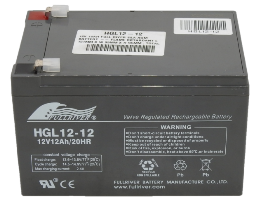 Picture of HGL12-12 - 12VOLT 12AH  FULLRIVER SLA AGM BATTERY - F1 TERMINALS