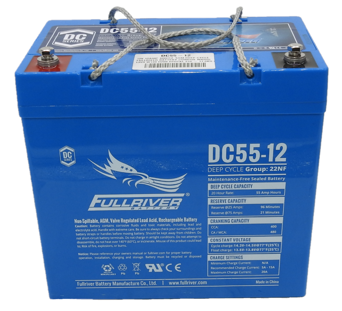 DC55-12 DC55-12 - 12VOLT 55AH PREMIUM FULLRIVER 400CCA AGM DEEP CYCLE ...