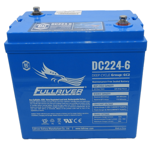 Picture of DC224-6 - 6VOLT 224AH PREMIUM FULL RIVER AGM DEEP CYCLE BATTERY - RHP