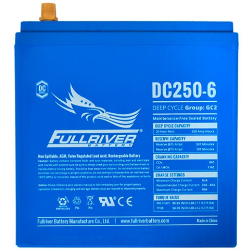 Picture of DC250-6 - 6VOLT 250AH PREMIUM FULLRIVER  AGM DEEP CYCLE  BATTERY - TALL LHP