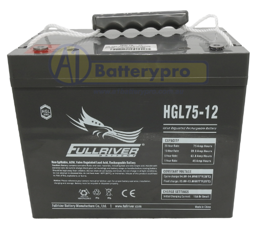 Picture of HGL75-12 - 12VOLT 75AH 450CCA FULLRIVER AGM BATTERY - ACTIVFIRE/CSIRO APPROVED