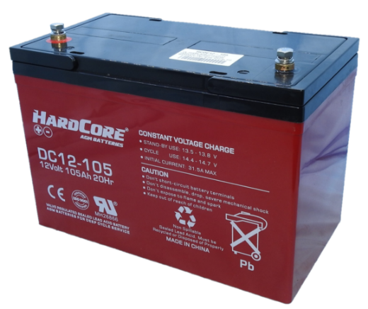 Picture of DC12-105 - 12VOLT 105AH AGM DEEP CYCLE HARDCORE BATTERY - LHP