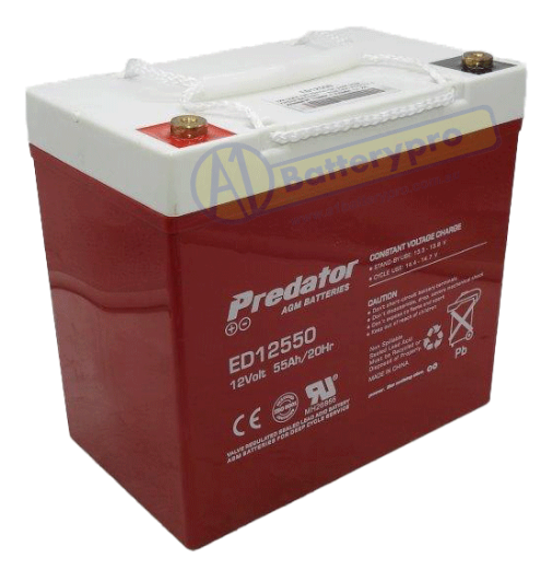 Picture of ED12550 - 12VOLT 55AH C20 PREDATOR AGM DEEP CYCLE BATTERY - ELECTRIC VEHICLE