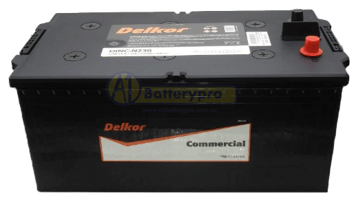 Picture of DINC-N230 - 12VOLT 1200CCA 230AH DELKOR EXTRA HEAVY DUTY COMMERCIAL MAINTENANCE FREE BATTERY - LHP