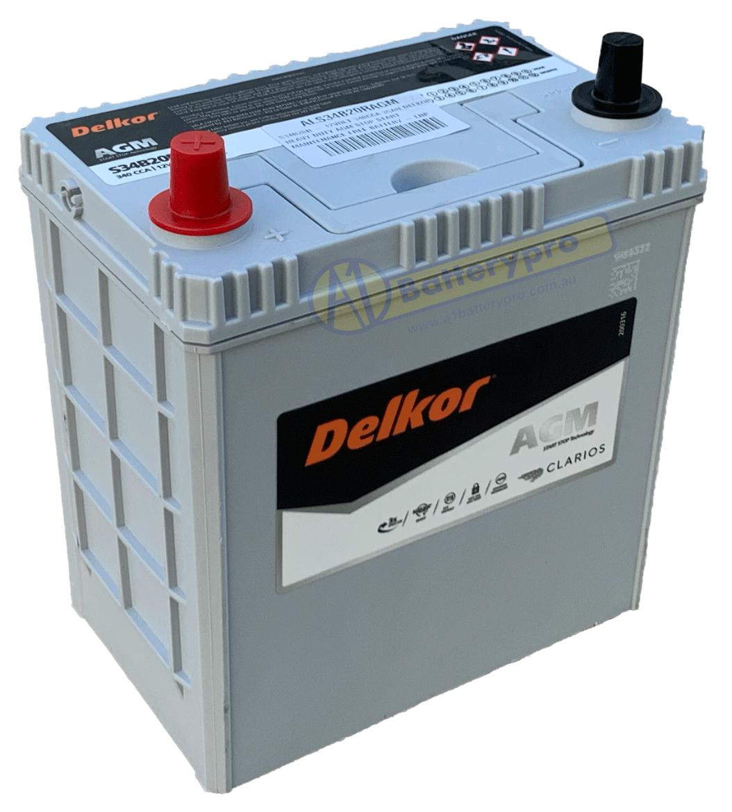 Picture of S34B20R - 12VOLT 340CCA 35AH DELKOR HEAVY DUTY AGM STOP START MAINTENANCE FREE BATTERY - LHP (NS40)