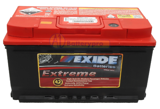 Picture of DIN77MF - 12VOLT 750CCA 80AH EXIDE EXTREME MAINTENANCE FREE BATTERY - RHP