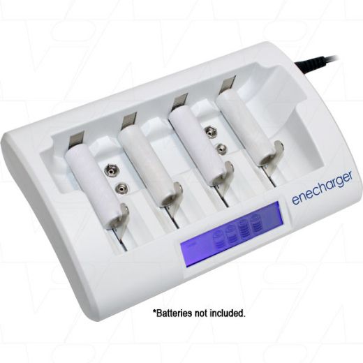 Picture of ENECHARGER UNIVERSAL SMART LCD NIMH BATTERY CHARGER for AAA, AA, C, D & 9V CELLS - 100-240VAC OR 12VDC INPUT