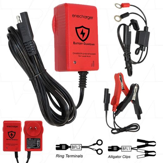 Picture of 6/12V 1AH ENECHARGER BATTERY GUARDIAN 7 STAGE FULLY AUTO LEAD ACID BATTERY CHARGER WITH ALLIGATOR CLIPS & EYELETS