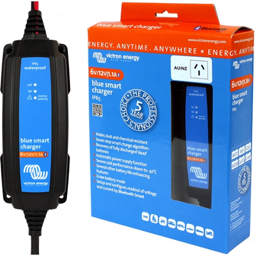 Picture of 6/12V 1.1AH VICTRON BLUE SMART AUTO VOLTAGE SLA/LIFEPO4 CHARGER & MAINTAINER - IP65 RATING (BPC120134014R)