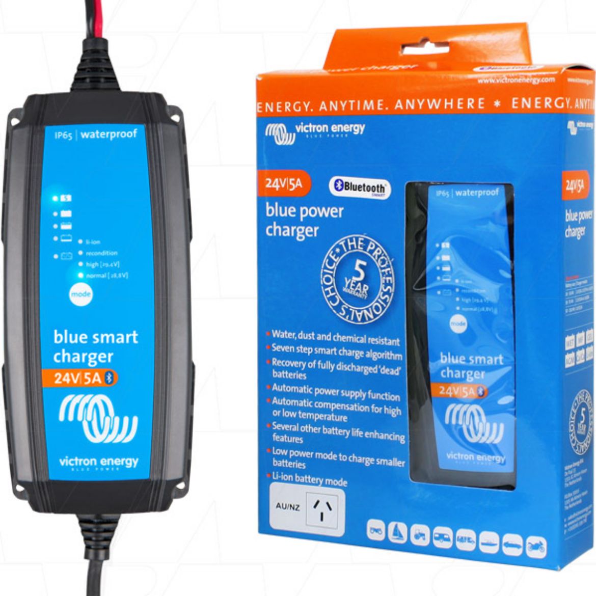 Picture of 24V 5AH VICTRON BLUE SMART SLA/LIFEPO4 CHARGER - IP65 RATING (BPC240531014R)