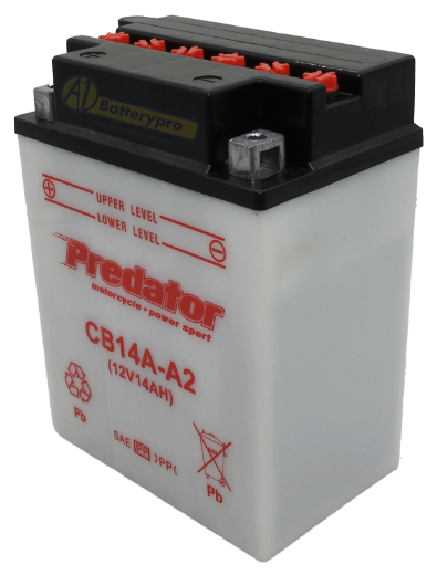 Picture of PCB14A-A2 - 12VOLT 14AH PREDATOR MOTORCYCLE CONVENTIONAL BATTERY - LHP