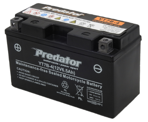 Picture of YT7B-4 - 12VOLT 7AH  PREDATOR MOTORCYCLE AGM BATTERY - LHP