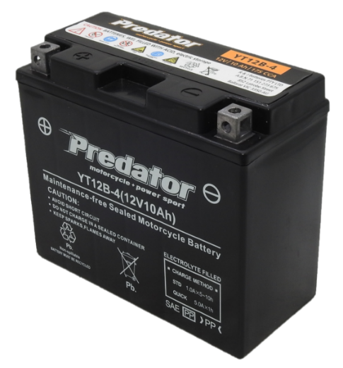 Picture of YT12B-4 - 12VOLT 10AH PREDATOR MOTORCYCLE AGM BATTERY - LHP