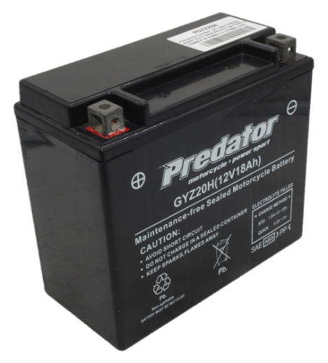 Picture of PGYZ20H - 12VOLT 310CCA 18AH PREDATOR HEAVY DUTY AGM MOTORCYCLE BATTERY - LHP