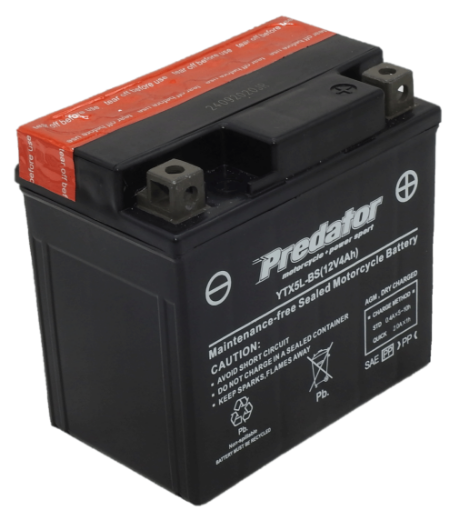 Picture of YTX5L-BS - 12VOLT 4AH PREDATOR MOTORCYCLE AGM BATTERY WITH ACID PACK - RHP