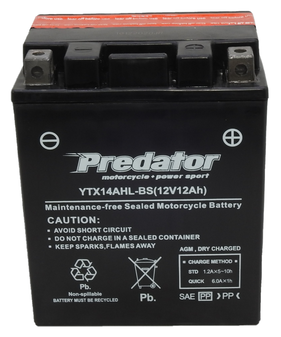 PYTX14AHL-BS YTX14AHL-BS - 12VOLT 12AH PREDATOR MOTORCYCLE AGM BATTERY ...