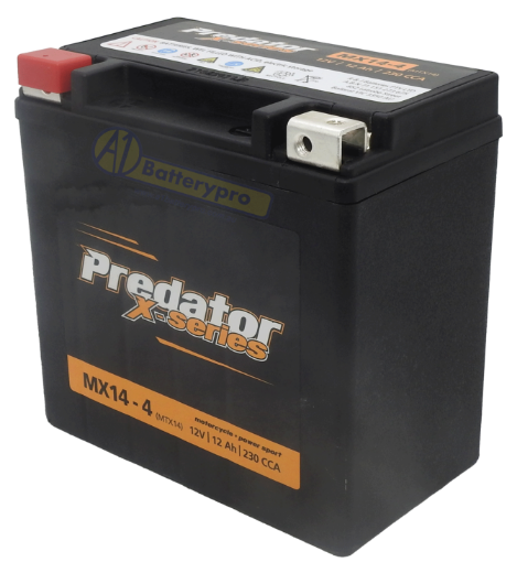 Picture of MX14-4 - 12VOLT 230 CCA 12AH PREDATOR X-SERIES AGM BATTERY - LHP