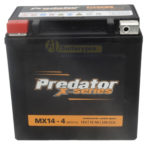 Picture of MX14-4 - 12VOLT 230 CCA 12AH PREDATOR X-SERIES AGM BATTERY - LHP