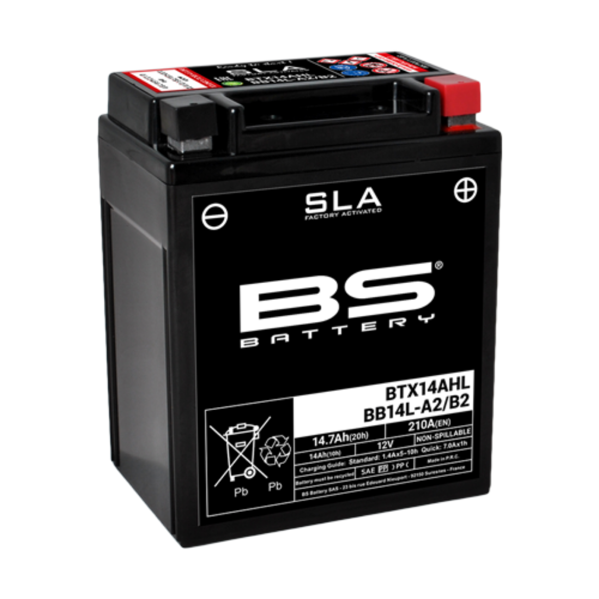Picture of BTX14AHL (FA) 12V 210CCA 14AH AGM SLA BS MOTORCYCLE BATTERY