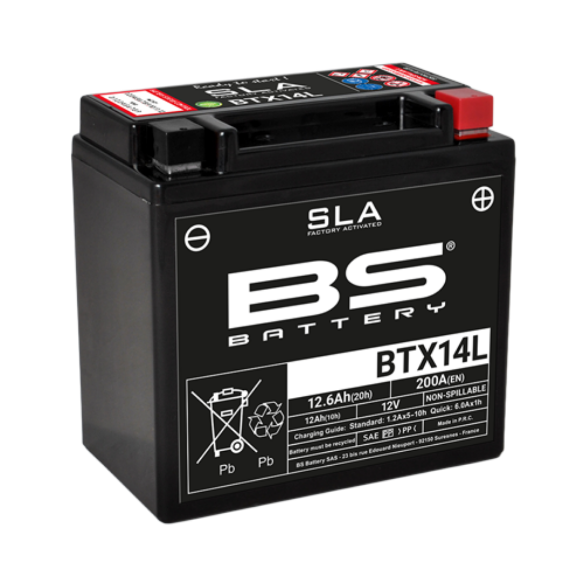 Picture of BTX14L (FA) 12V 200CCA 12AH AGM SLA BS MOTORCYCLE BATTERY