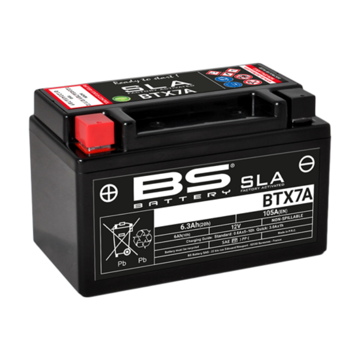 Picture of BTX7A (FA) 12V 105CCA 6AH AGM SLA BS MOTORCYCLE BATTERY - LHP