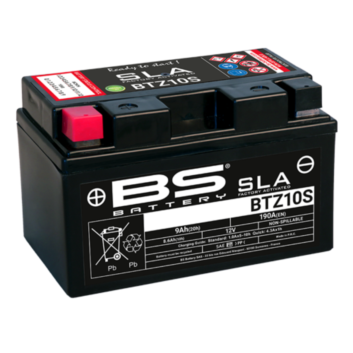 Picture of BTZ10S 12V 190CCA 8.6AH AGM SLA BS MOTORCYCLE BATTERY - LHP