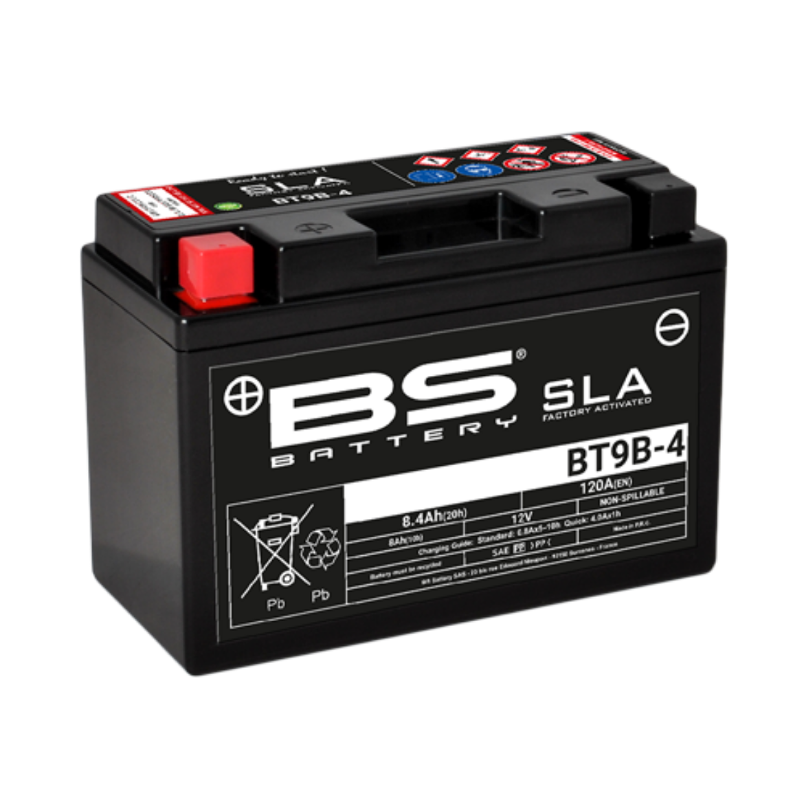 Picture of BT9B-4 12V 120CCA 8AH AGM SLA BS MOTORCYCLE BATTERY - LHP