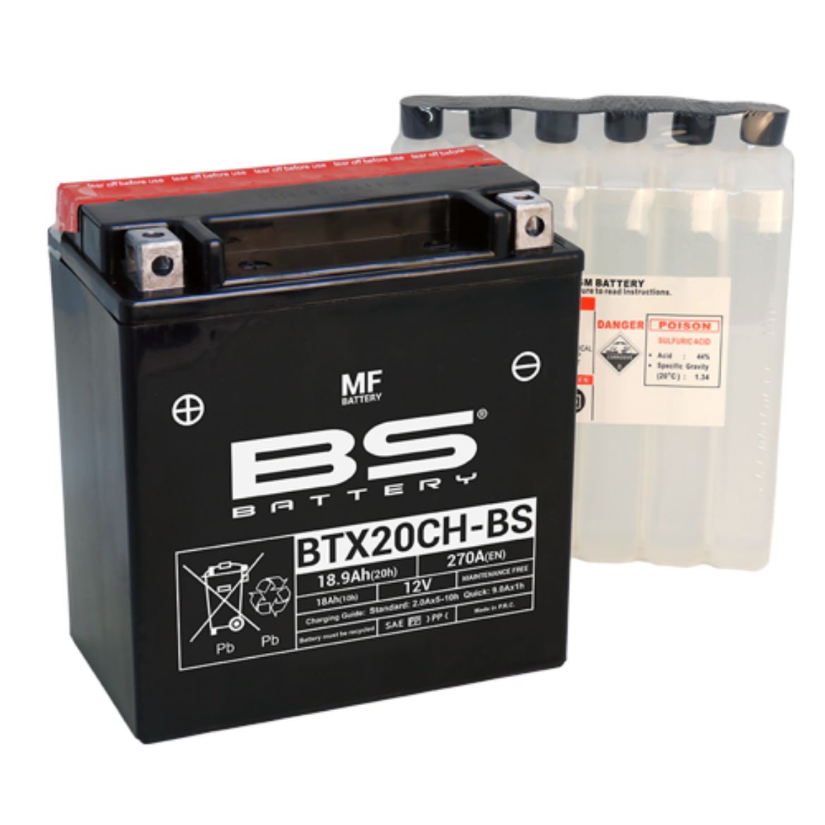 Picture of BTX20CH-BS 12V 270CCA 18AH MAINTENANCE FREE BS MOTORCYCLE BATTERY