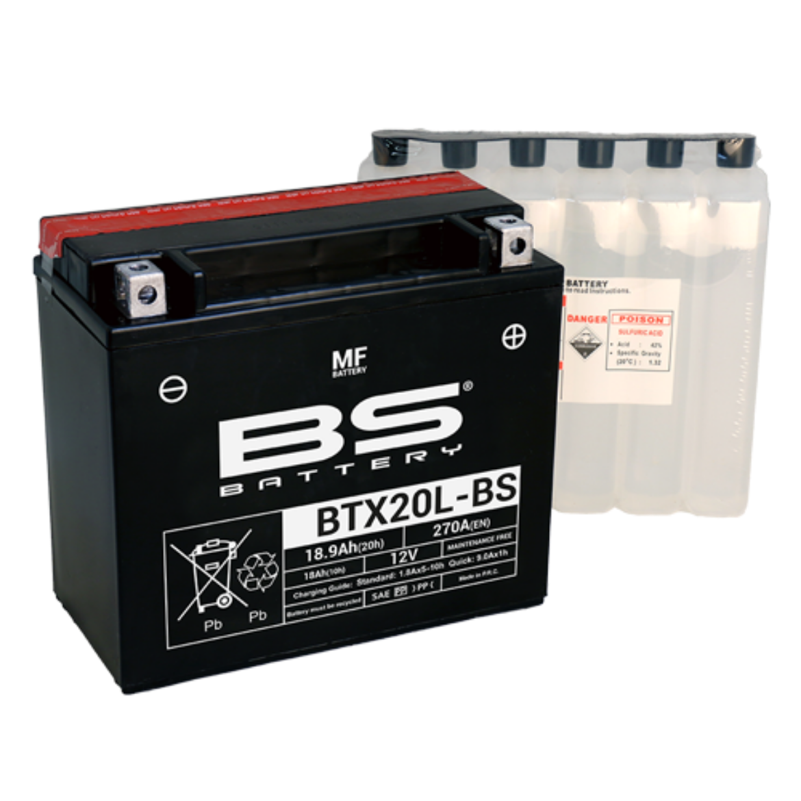 Picture of BTX20L-BS 12V 18AH 270CCA MAINTENANCE FREE BS MOTORCYCLE BATTERY