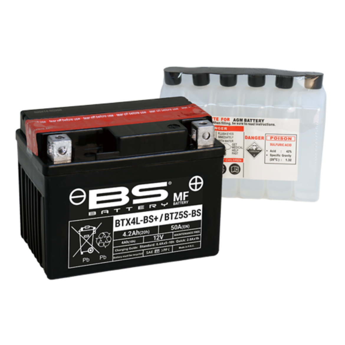 Picture of BTX4L-BS 12V 4AH 50CCA MAINTENANCE FREE BS MOTORCYCLE BATTERY