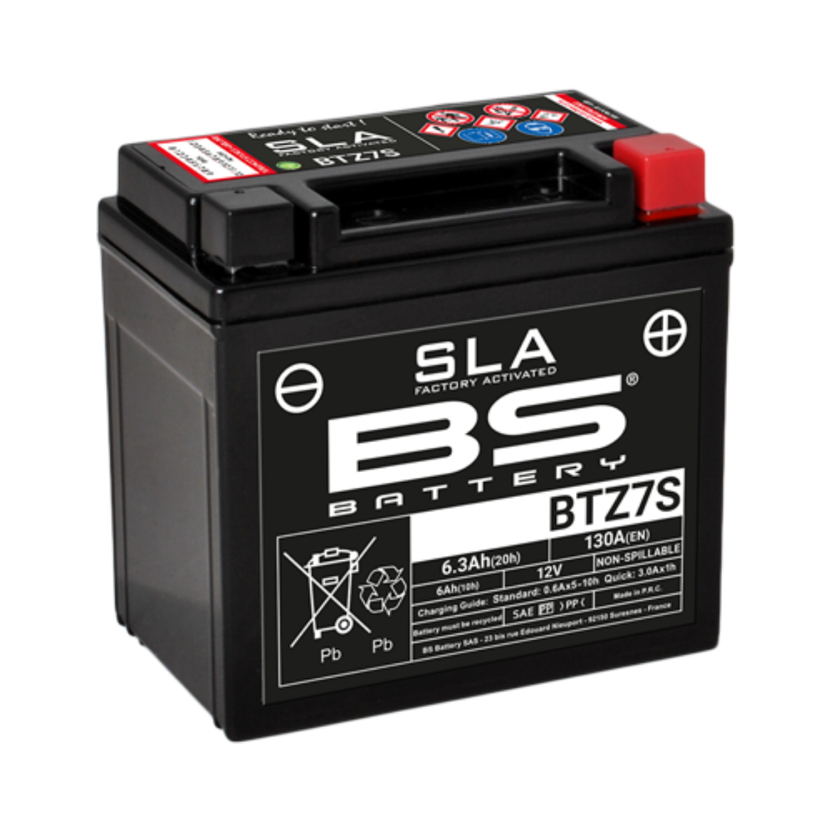 Picture of BTZ7S 12V 130CCA 6AH AGM SLA BS MOTORCYCLE BATTERY - RHP