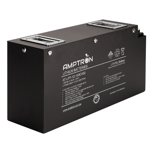 Picture of 12VOLT 100AH / 100A BMS / 1280WH CAPACITY AMPTRON SLIMLINE LIFEPO4 BATTERY - VERSION 2 - IP55 RATING