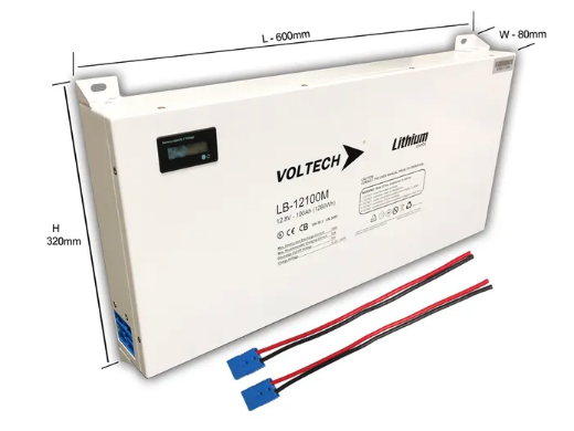 Picture of 12.8VOLT 100AH VOLTECH SLIMLINE METAL LITHIUM BATTERY - IP50 RATING
