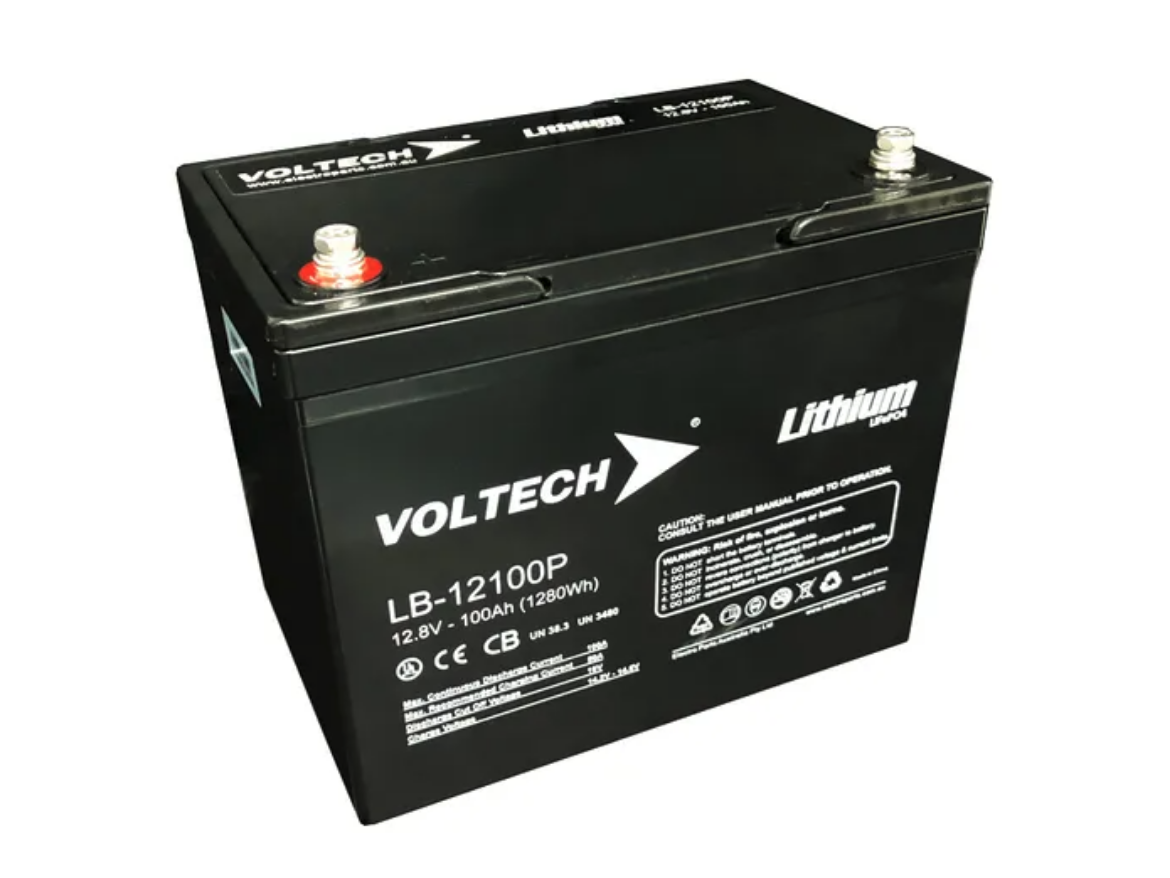 Picture of 12.8VOLT 100AH VOLTECH ABS PLASTIC LITHIUM BATTERY - IP56 RATING