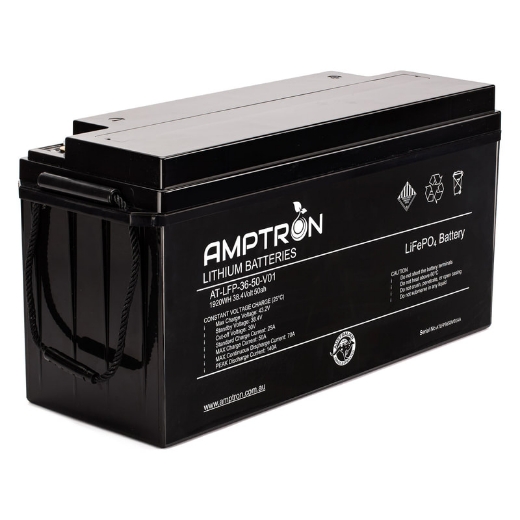 Picture of 36VOLT 50AH / 70A BMS / 1920WH CAPACITY AMPTRON LIFEPO4 BATTERY - IP65 RATING