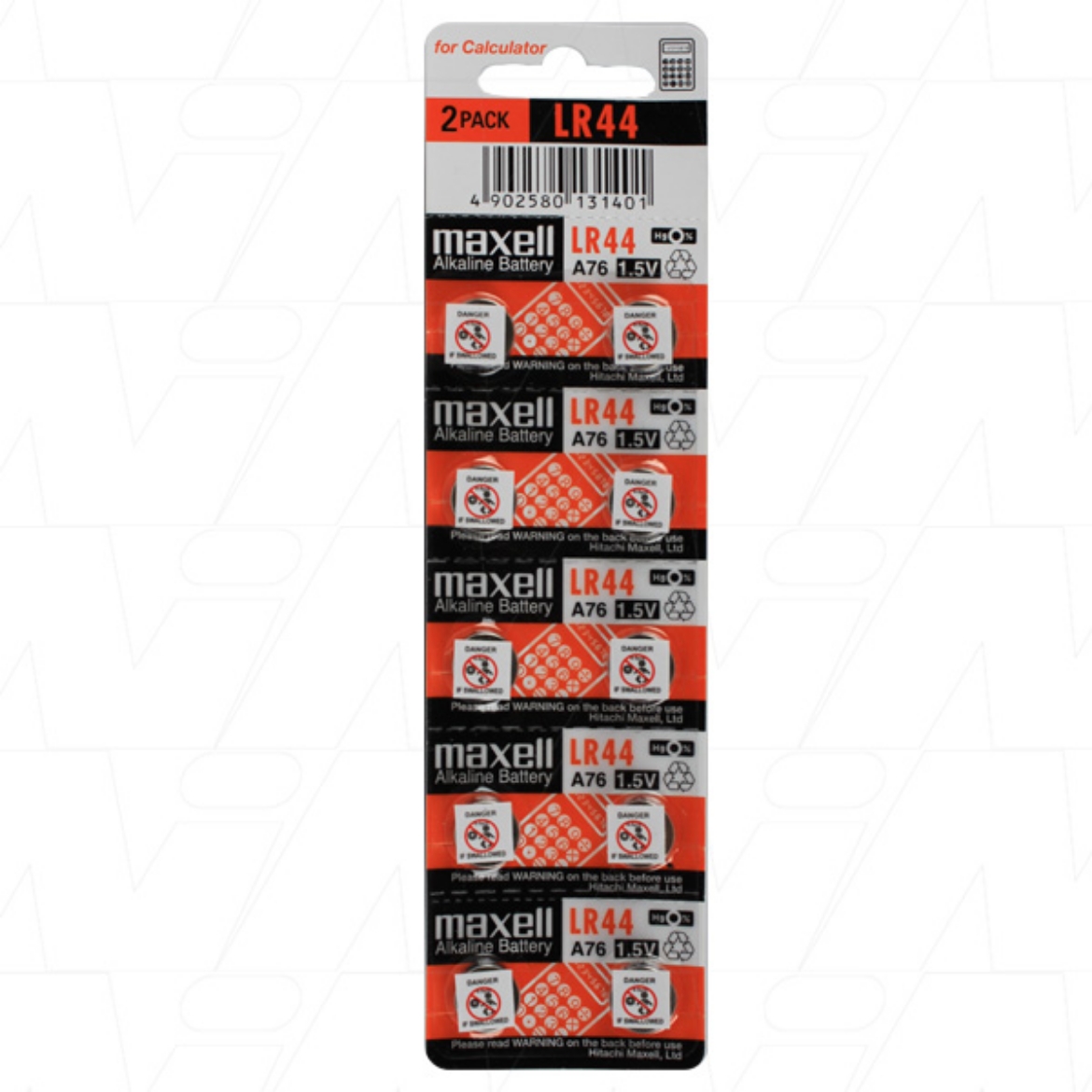 Picture of LR44 MAXELL 1.5V ALKALINE BUTTON BATTERY