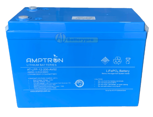 Picture of 12VOLT 200AH / 100A BMS / 2560WH CAPACITY AMPTRON LIFEPO4 BATTERY - VERSION 2 - IP65 RATING
