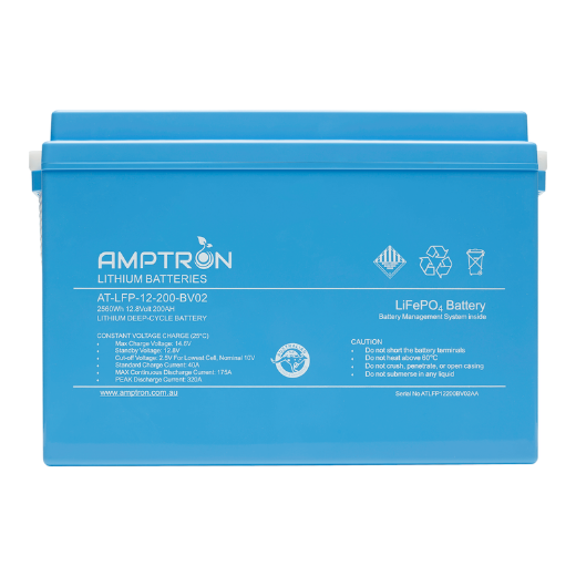 Picture of 12VOLT 200AH / 175A BMS / 2560WH CAPACITY AMPTRON LIFEPO4 BATTERY - VERSION 2 - IP65 RATING