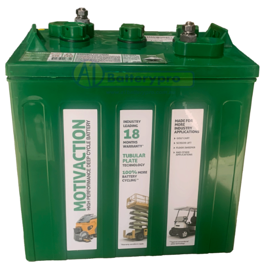 Picture of 6V 226AMP HOUR DEEP CYCLE MOTIVACTION BATTERY - DIAGONAL TERMINALS - 18 MONTHS WARRANTY - EQUIV TO T105