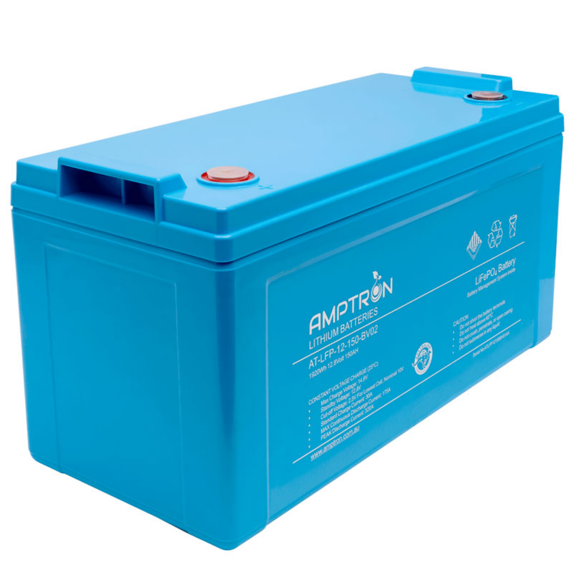 Picture of 12VOLT 150AH / 175A BMS / 1920WH CAPACITY AMPTRON LIFEPO4 BATTERY - IP65 RATING