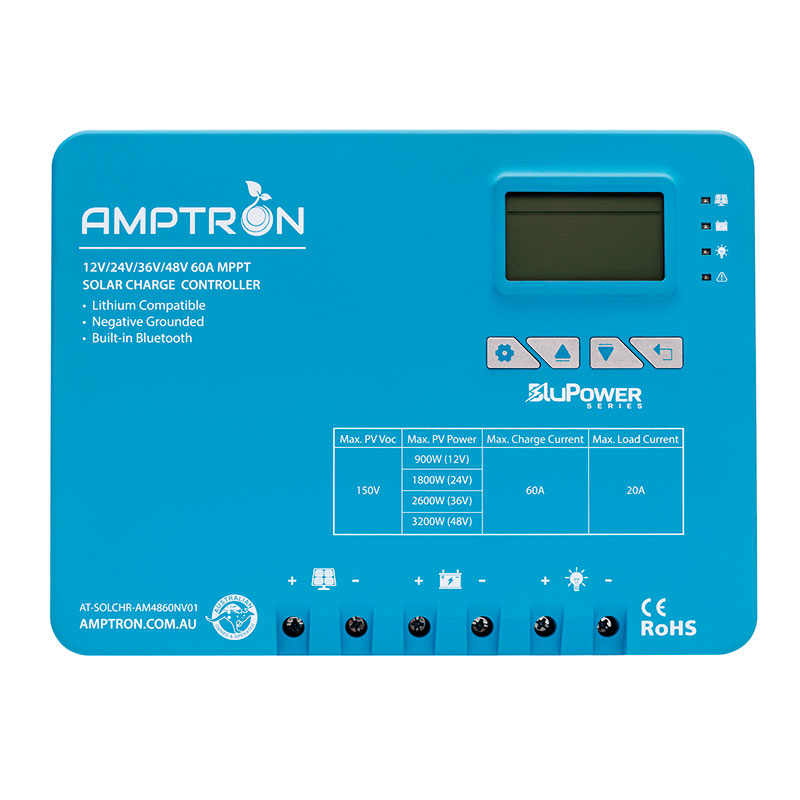 AT-SOLCHR-AM4860NV01 12V/24V/36V/48V 60AH AMPTRON AM MPPT SOLAR CHARGE ...
