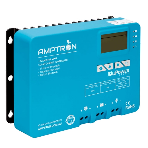 Picture of 12V/24V 40AH AMPTRON MPPT SOLAR CHARGE CONTROLLER WITH BLUETOOTH - LITHIUM COMPATIBLE