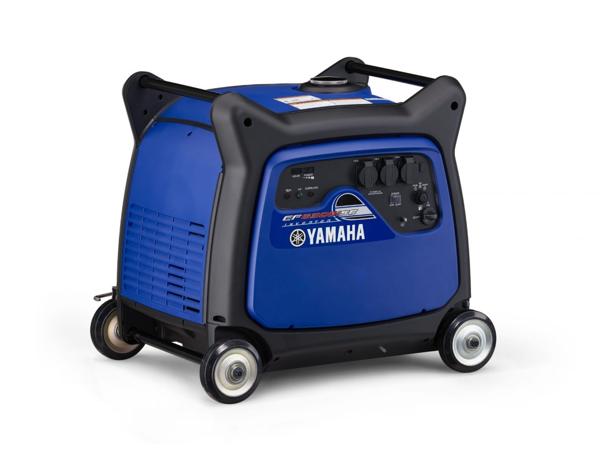 Picture of GENERATOR YAMAHA 6.3KVA INVERTER TYPE 4 STROKE 357cc OHC PETROL ENGINE, SINGLE PHASE, AVR CONTROLLED, ELECTRIC START COMES WITH BATTERY, FUEL TANK CAPACITY 17L WITH 12.6HRS AT 25%LOAD & 4.7HRS AT FULL LOAD, NOISE LEVEL - 65dB AT FULL LOAD, (TRUE SINEWAVE OUTPUT) - - TAKES 1.3 LITRES YAMALUBE