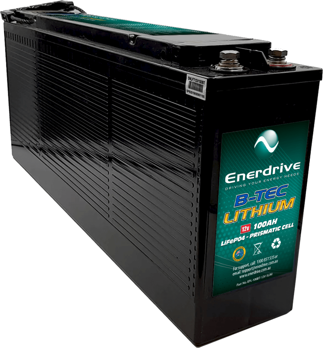 Picture of 12VOLT 100AH ENERDRIVE B-TEC SLIMLINE LIFEPO4 LITHIUM BATTERY WITH BLUETOOTH - IP63 RATING