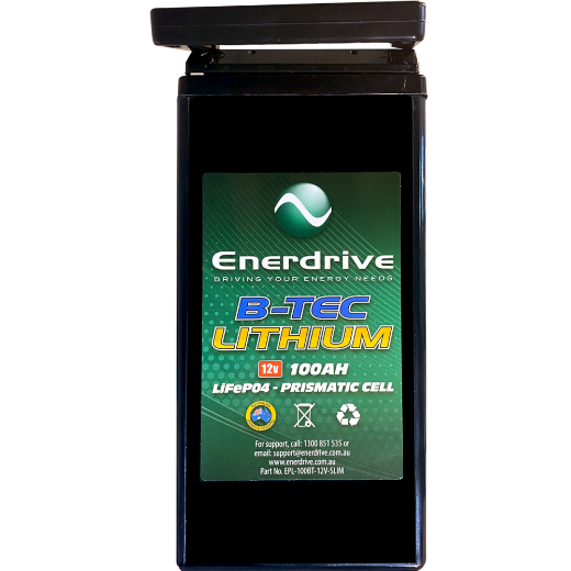 Picture of 12VOLT 100AH ENERDRIVE B-TEC SLIMLINE LIFEPO4 LITHIUM BATTERY WITH BLUETOOTH - IP63 RATING