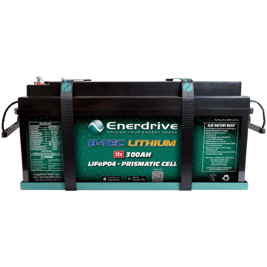 Picture of 12VOLT 300AH ENERDRIVE B-TEC GEN2 LIFEPO4 LITHIUM BATTERY - MAXIMUM DISCHARGE 280A FOR 25S/400A FOR 3.5S - IP63 RATING