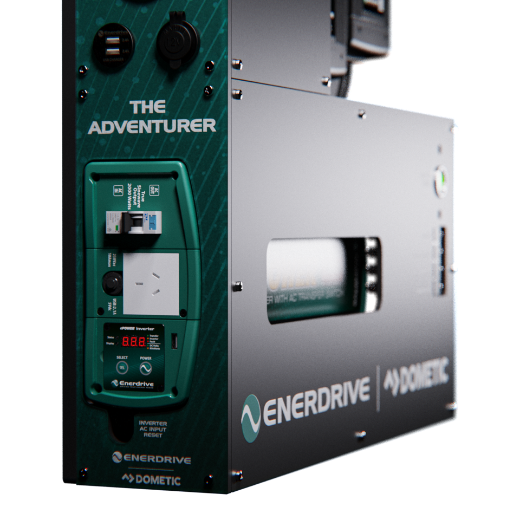 Picture of ENERDRIVE LEFT MOUNT ADVENTURER 01 SYSTEM - 12V 40A AC CHARGER, 12V 40A DC-DC CHARGER, 12V 2000W INVERTER & EPRO+ MONITOR