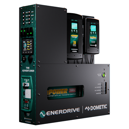 Picture of ENERDRIVE LEFT MOUNT ADVENTURER 03 SYSTEM - 12V 40A AC CHARGER, 12V 40A DC-DC CHARGER, 12V 2000W INVERTER, SIMARINE & INDIVIDUAL LOAD MONITORING