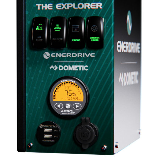 Picture of ENERDRIVE LEFT MOUNT EXPLORER 01 SYSTEM - 40A DC-DC CHARGER & EPRO+ MONITOR