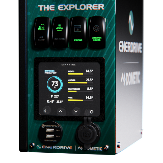 Picture of ENERDRIVE LEFT MOUNT EXPLORER 02 SYSTEM - 40A DC-DC CHARGER & SIMARINE MONITOR